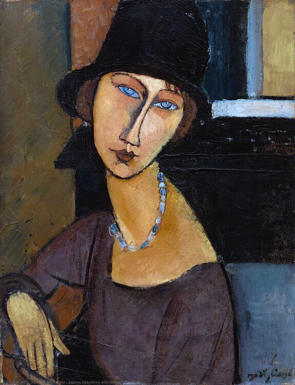 Amedeo Modigliani Plakát, Obraz - Jeanne Hebuterne wearing a hat, Amedeo Modigliani, 30 × 40 cm