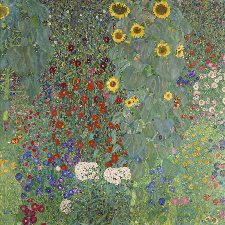 Gustav Klimt Plakát, Obraz - Farm Garden with Sunflowers (1905-06), Gustav Klimt, 40 × 40 cm