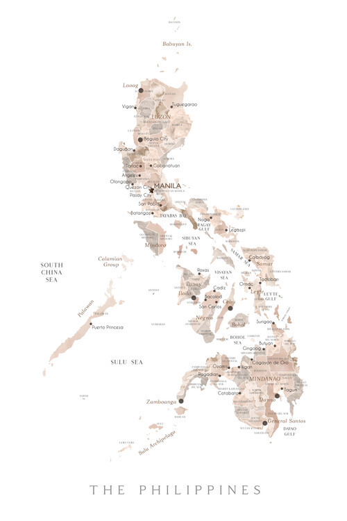 Blursbyai Plakát, Obraz - Map of the Philippines in neutral watercolor, Blursbyai, 26.7 × 40 cm