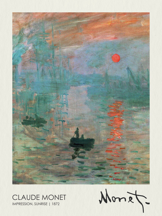 Claude Monet Plakát, Obraz - Impression, Sunrise (1872), Claude Monet, 30 × 40 cm