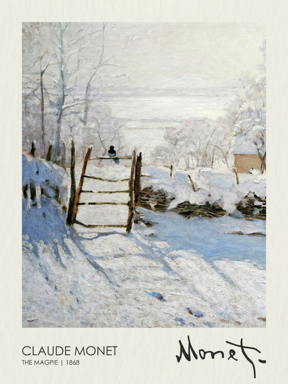 Claude Monet Plakát, Obraz - The Magpie (1868), Claude Monet, 30 × 40 cm