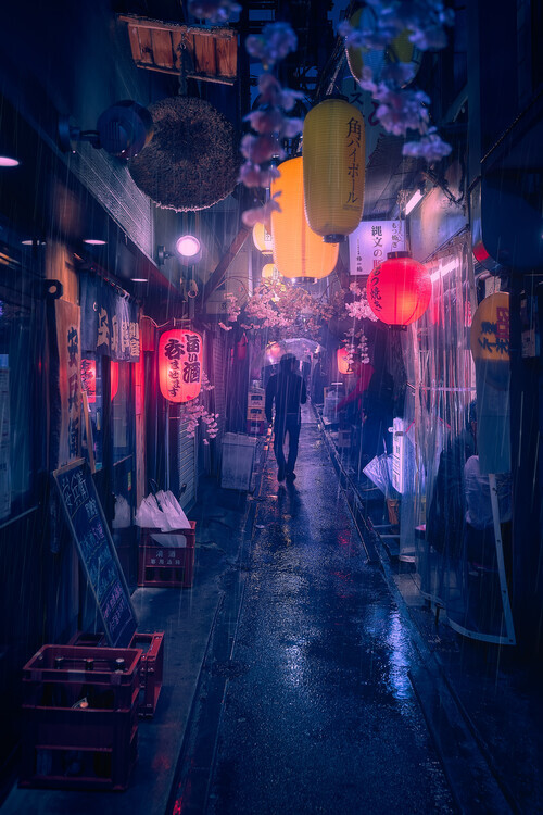 Javier de la Plakát, Obraz - Tokyo Blue Rain, Javier de la, 26.7 × 40 cm