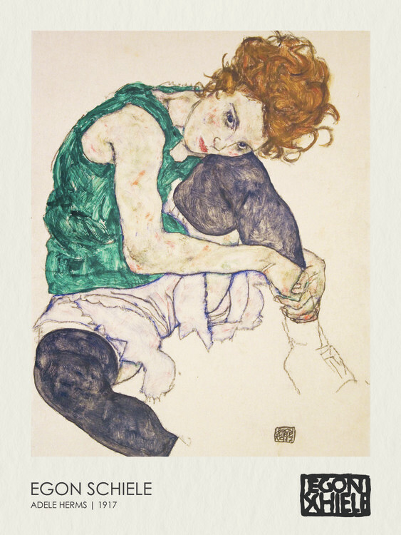 Egon Schiele Plakát, Obraz - Seated Woman - Adele Herms (1917), Egon Schiele, 30 × 40 cm