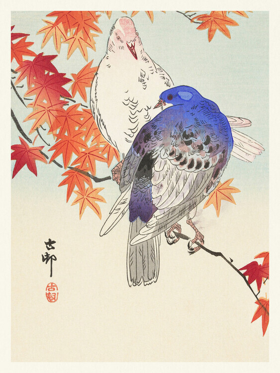 Ohara Koson Plakát, Obraz - Two Pigeons, Ohara Koson, 30 × 40 cm