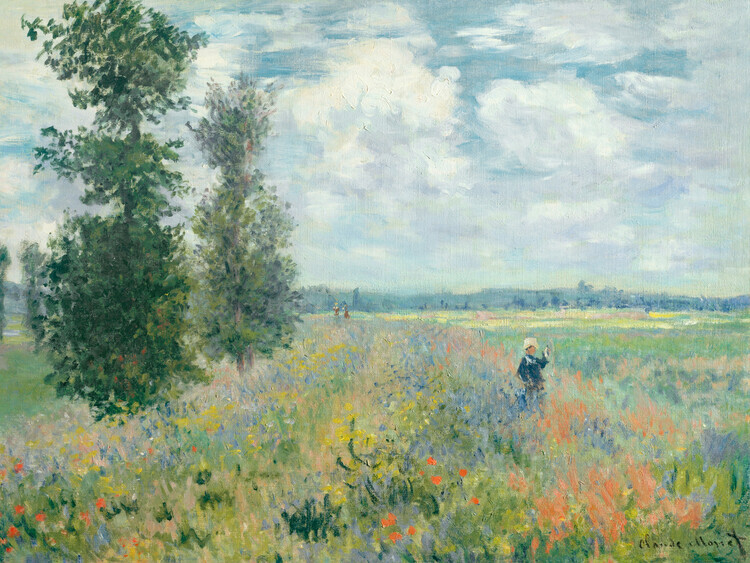 Claude Monet Plakát, Obraz - Poppy Fields near Argenteuil, Claude Monet, 40 × 30 cm