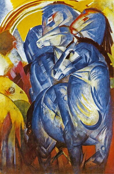Marc, Franz Plakát, Obraz - A Tower of Blue Horses, 1913, Marc, Franz, 26.7 × 40 cm
