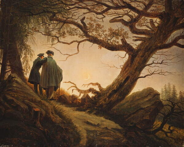 Friedrich, Caspar David Plakát, Obraz - Two Men in the Consideration of the Moon, Friedrich, Caspar David, 40 × 30 cm