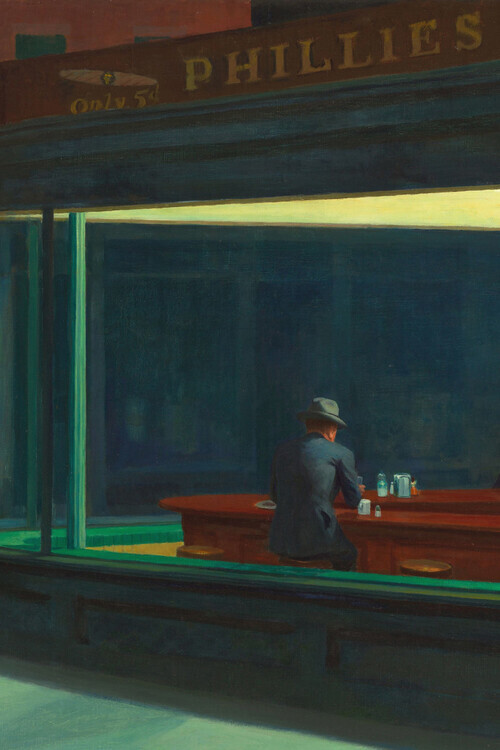Edward Hopper Plakát, Obraz - Nighthawks, Edward Hopper, 26.7 × 40 cm
