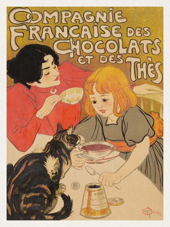 Théophile Steinlen Plakát, Obraz - French Chocolate and Tea Company, Théophile Steinlen, 30 × 40 cm