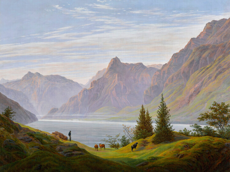 Caspar David Friedrich Plakát, Obraz - A Mountain Lake in the Morning, Caspar David Friedrich, 40 × 30 cm
