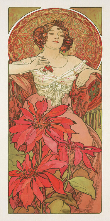 Alfons Mucha Plakát, Obraz - The Precious Stones: Ruby, 1900, Alfons Mucha, 20 × 40 cm