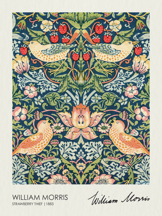 William Morris Plakát, Obraz - Strawberry Thief (1883), William Morris, 30 × 40 cm