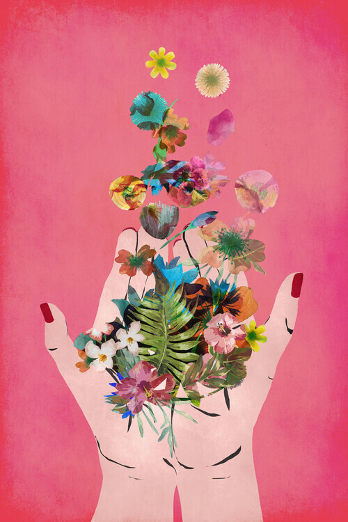 Treechild Plakát, Obraz - Frida`s Hand`s (Pink Version), Treechild, 26.7 × 40 cm
