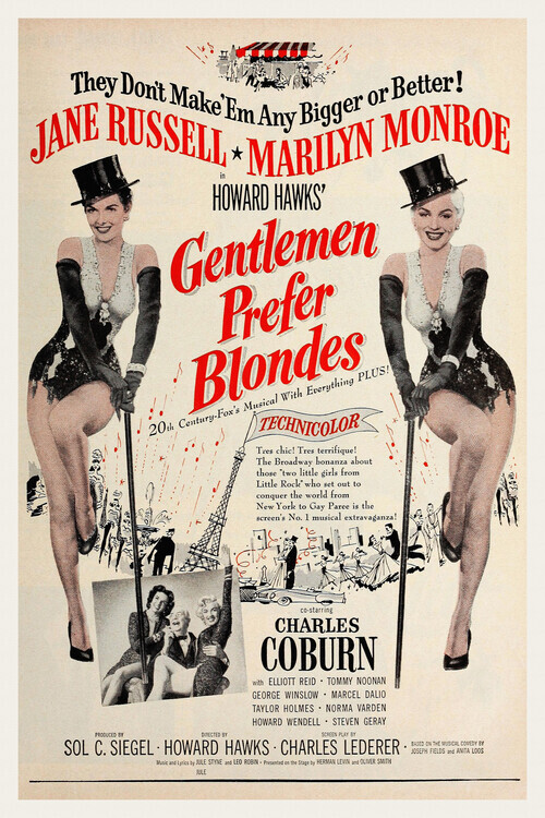 Europosters Plakát, Obraz - Gentlemen Prefer Blondes / Marilyn Monroe, 26.7 × 40 cm
