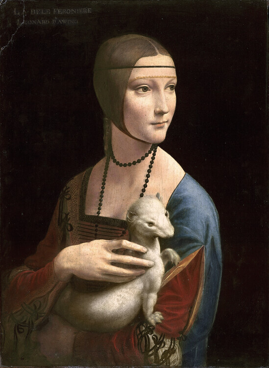 Vinci, Leonardo da Plakát, Obraz - The Lady with the Ermine (Cecilia Gallerani), c.1490, Vinci, Leonardo da, 30 × 40 cm