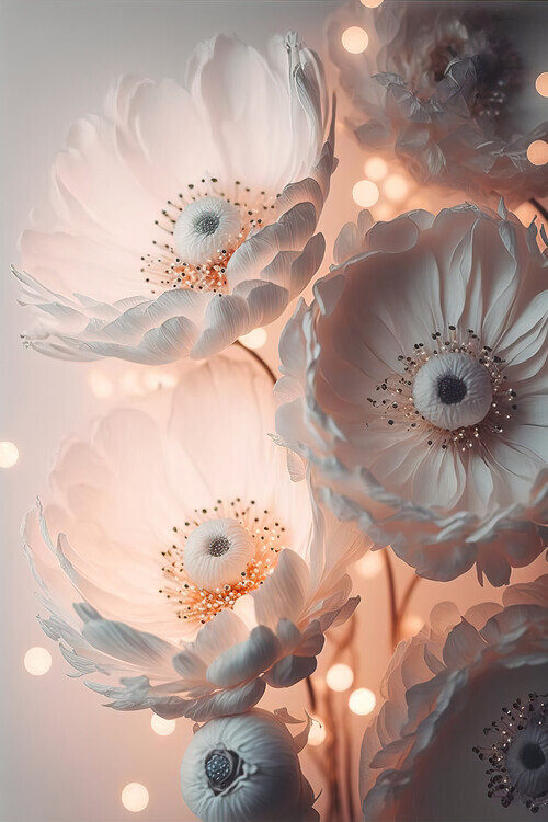 Treechild Plakát, Obraz - Glowing Patel Pink Flowers, Treechild, 26.7 × 40 cm