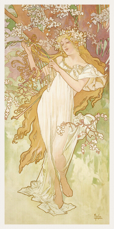 Alfons Mucha Plakát, Obraz - The Seasons: Spring (1896), Alfons Mucha, 20 × 40 cm