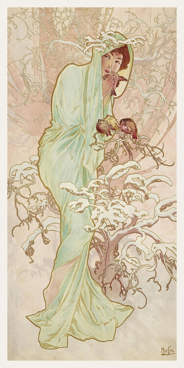 Alfons Mucha Plakát, Obraz - The Seasons: Winter (1896), Alfons Mucha, 20 × 40 cm
