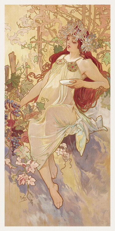 Alfons Mucha Plakát, Obraz - The Seasons: Autumn (1896), Alfons Mucha, 20 × 40 cm