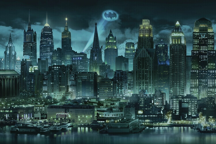 Europosters Plakát, Obraz - Batman - Night City, 40 × 26.7 cm