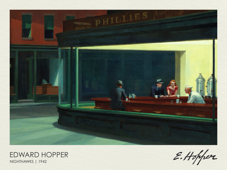 Edward Hopper Plakát, Obraz - Noční ptáci, Edward Hopper, 40 × 30 cm