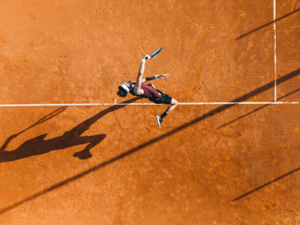 FilippoBacci Plakát, Obraz - Aerial view of a tennis player during a match, FilippoBacci, 40 × 30 cm