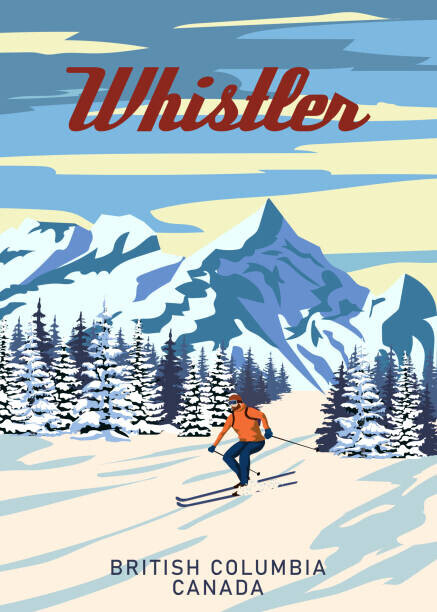 VectorUp Plakát, Obraz - Whistler Travel Ski resort poster vintage., VectorUp, 30 × 40 cm