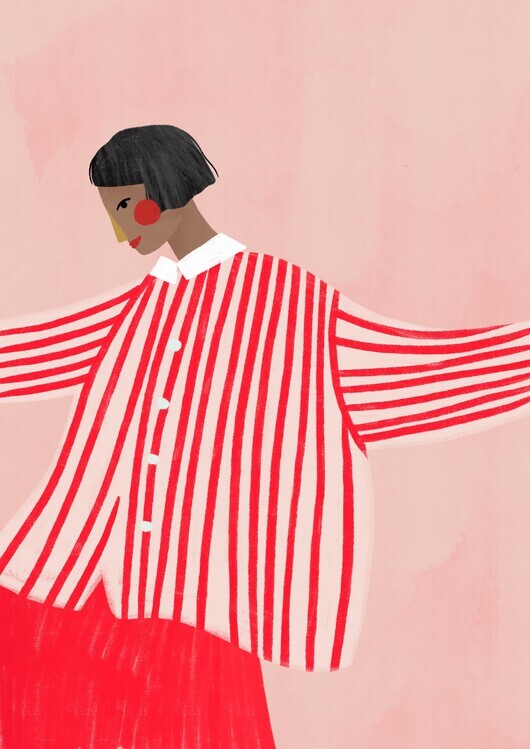 Bea Muller Plakát, Obraz - The Woman With the Red Stripes, Bea Muller, 30 × 40 cm