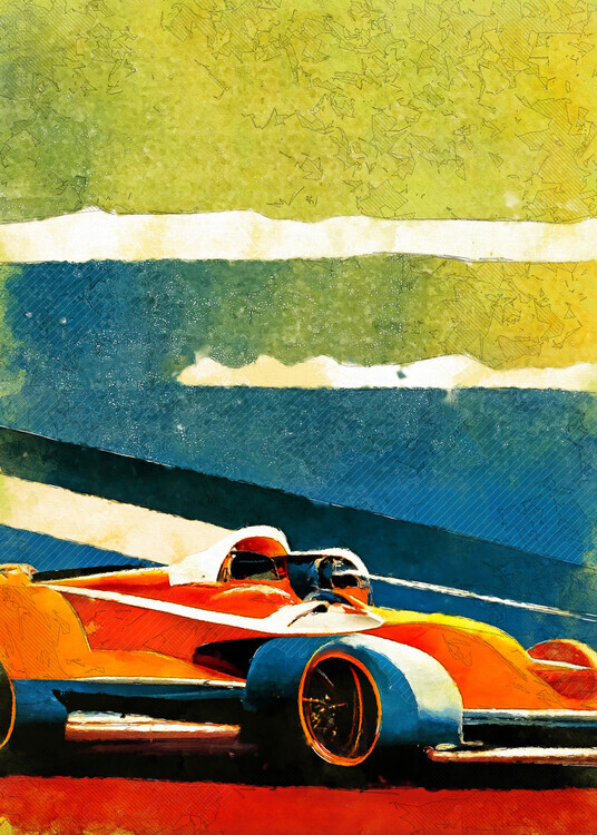 Justyna Jaszke Plakát, Obraz - Formula 1 orange blue, Justyna Jaszke, 30 × 40 cm