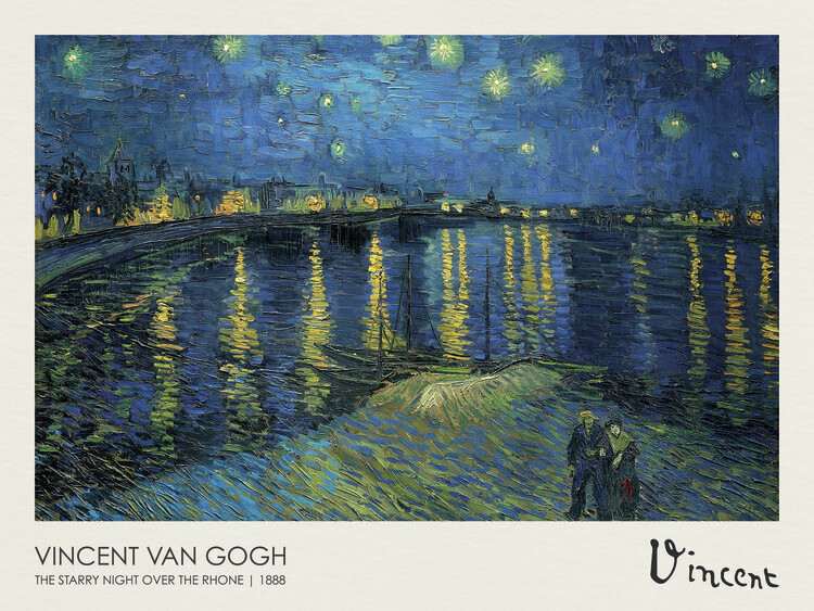 Vincent van Gogh Plakát, Obraz - The Starry Night over the Rhone (1888), Vincent van Gogh, 40 × 30 cm