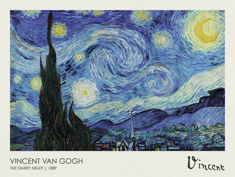 Vincent van Gogh Plakát, Obraz - The Starry night (1889), Vincent van Gogh, 40 × 30 cm