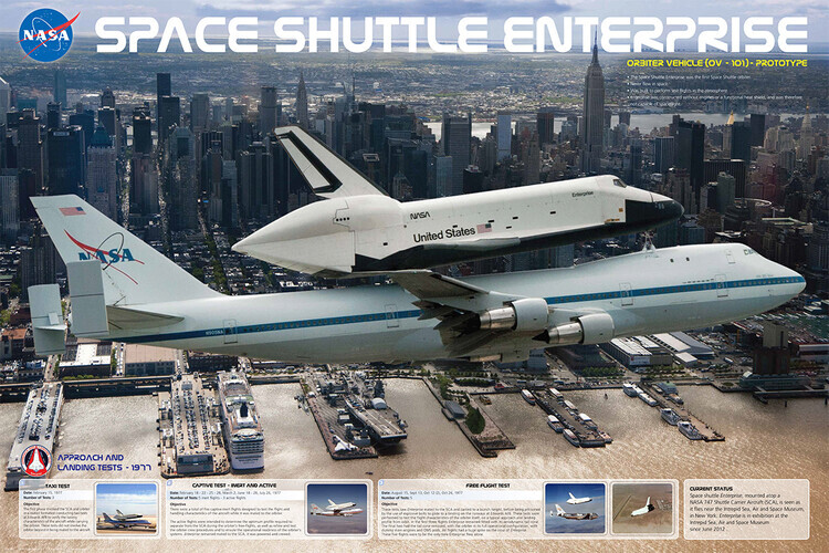 EUROGRAPHICS Plakát, Obraz - Raketoplán Enterprise a USS Intrepid, 91.5 × 61 cm