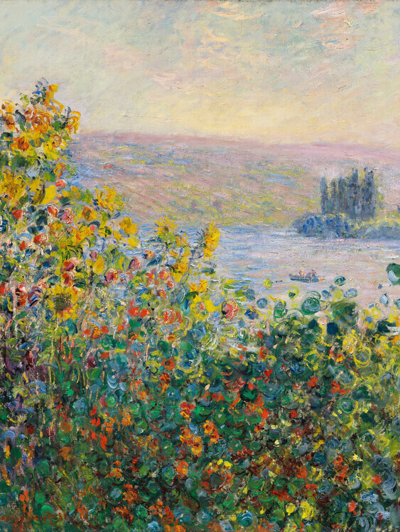 Claude Monet Plakát, Obraz - Flower Beds in Vétheuil (1881), Claude Monet, 30 × 40 cm