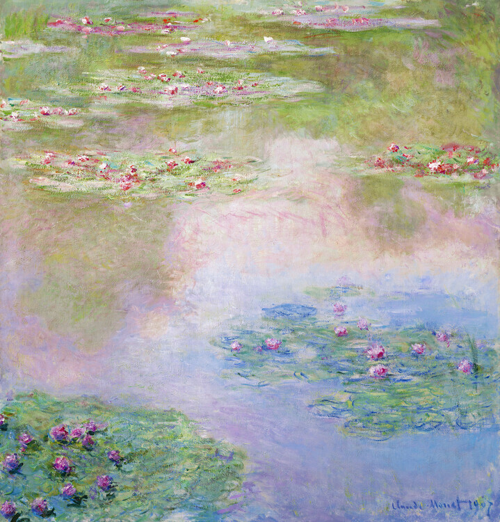 Claude Monet Plakát, Obraz - Nymphéas (1907), Claude Monet, 40 × 40 cm