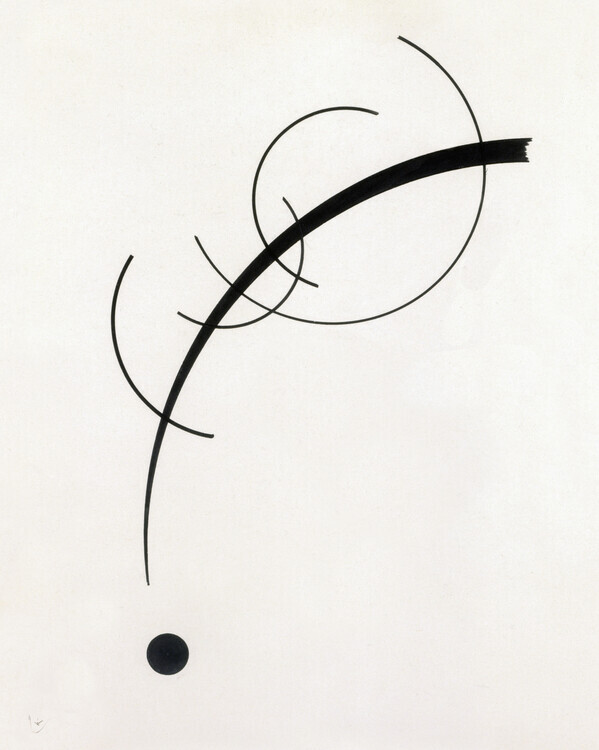 Wassily Kandinsky Plakát, Obraz - Free Curve to the Point: Accompanying Sound of Geometric Curves (1925), Wassily Kandinsky, 30 × 40 cm