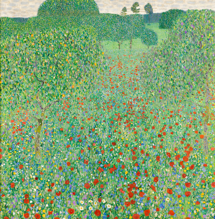 Gustav Klimt Plakát, Obraz - Blossoming poppies, Gustav Klimt, 40 × 40 cm