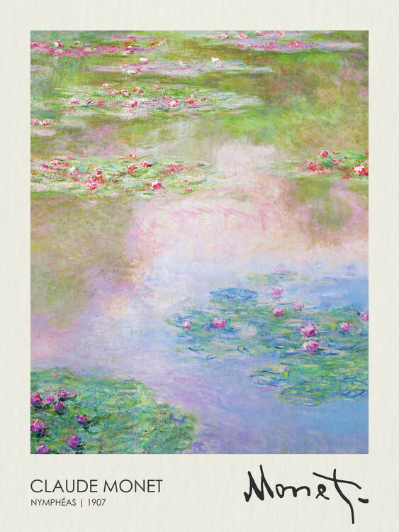 Claude Monet Plakát, Obraz - Nymphéas (1907), Claude Monet, 30 × 40 cm