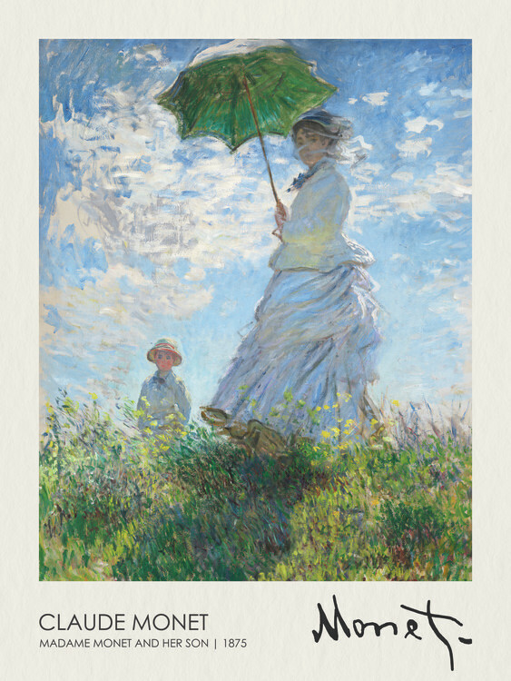 Claude Monet Plakát, Obraz - Madame Monet and Her Son (1875), Claude Monet, 30 × 40 cm