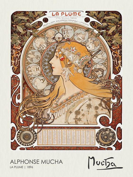 Alfons Mucha Plakát, Obraz - La Plume (1896), Alfons Mucha, 30 × 40 cm