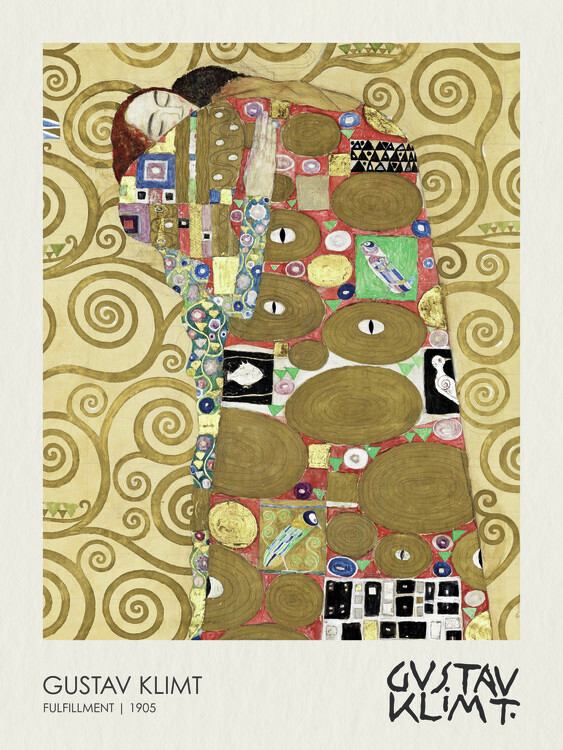 Gustav Klimt Plakát, Obraz - Fulfillment (Lovers) 1905, Gustav Klimt, 30 × 40 cm