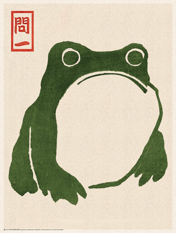 Europosters Plakát, Obraz - Japanese Grumpy Toad, 45 × 60 cm