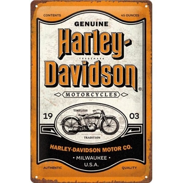 Nekupto Plechová cedule Harley-Davidson - Genuine Motorcycles, 20 x 30 cm