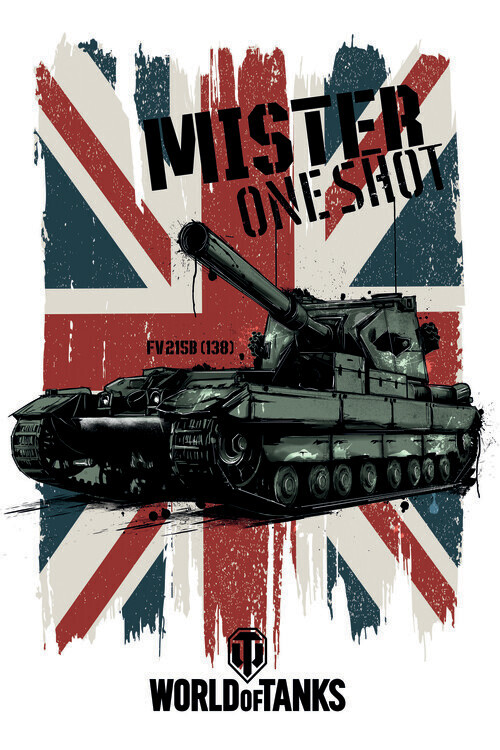 WOT Plakát, Obraz - World of Tanks - Mister One Shot - Union Jack, WOT, 26.7 × 40 cm