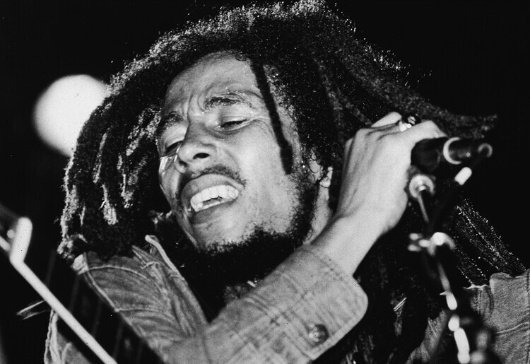 Express Newspapers Plakát, Obraz - Bob Marley Performs On Stage, 40 × 26.7 cm