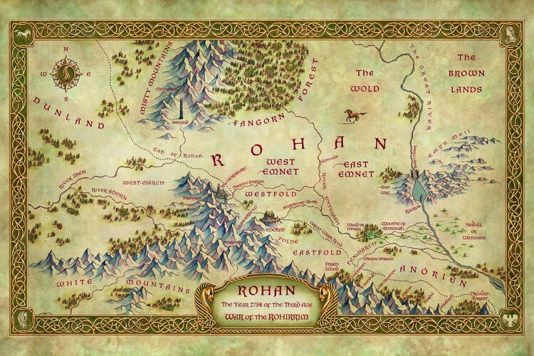 Europosters Plakát, Obraz - The War of Rohirrim - Map of Rohan, 40 × 26.7 cm