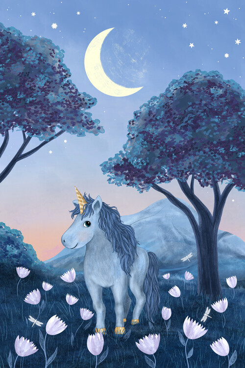 EMELIEmaria Plakát, Obraz - Moonlight Unicorn, EMELIEmaria, 26.7 × 40 cm