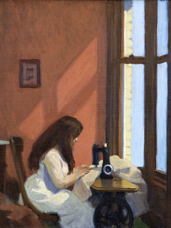 Edward Hopper Plakát, Obraz - Girl at a Sewing Machine (1921), Edward Hopper, 30 × 40 cm