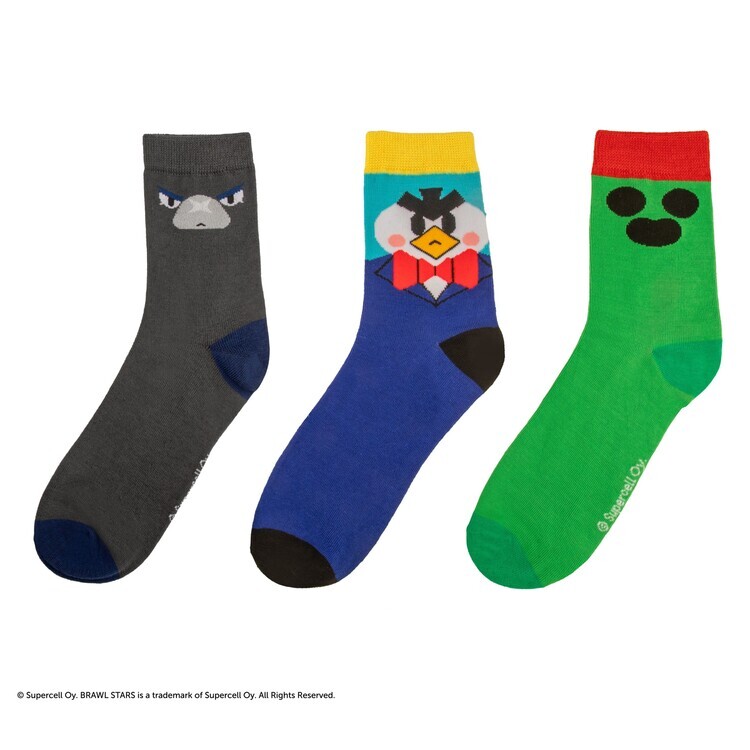 FameBros (Cinereplicas) Ponožky Brawl Stars - Spike, Crow & Mr. P, EU 35 - 45 (UK 2 -10; US 4 - 11)