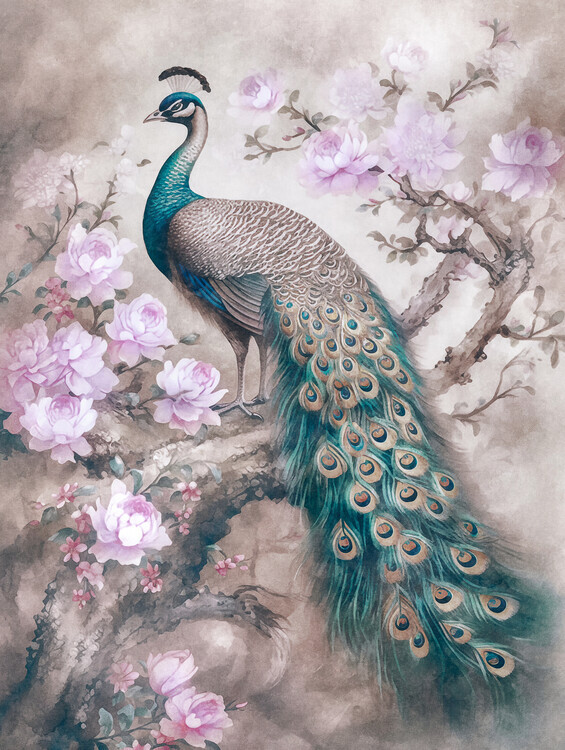 Andrea Haase Plakát, Obraz - Peacocks Romance Garden, Andrea Haase, 30 × 40 cm
