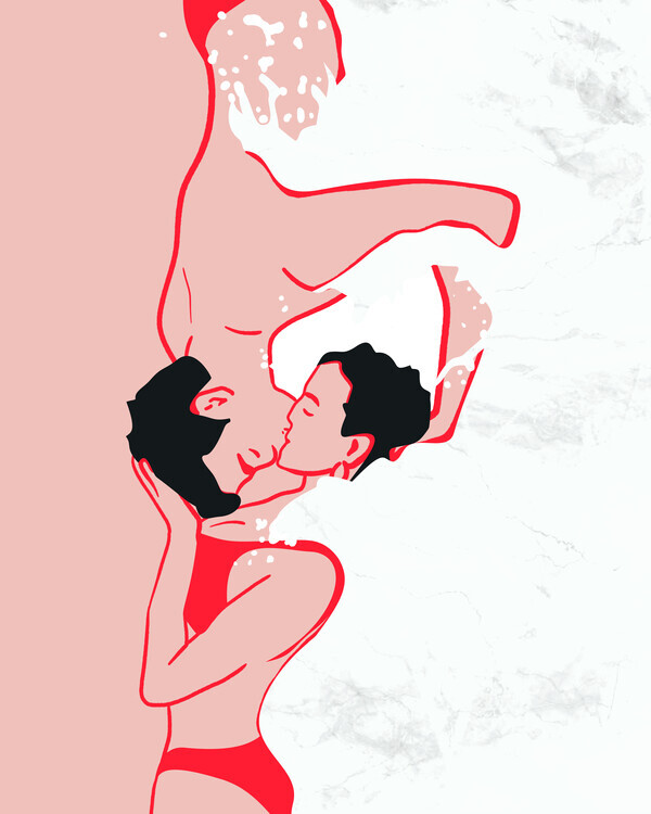 Kintsugi99 Plakát, Obraz - Ethereal Kiss In the Waves, Kintsugi99, 30 × 40 cm